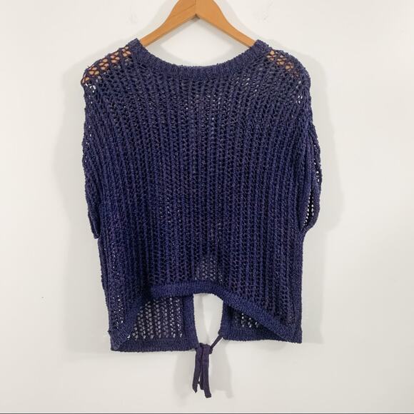 BCBGMaxAzria Purple Open Knit Crochet Sweater Vest T Shirt Small - Picture 2 of 10